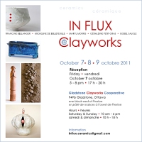 Invitation card for IN FLUX@Clayworks